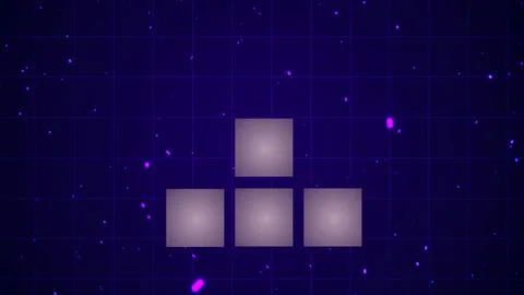 Retro two-person game background with moving glowing squares in centre. Neo.. Stock Illustration