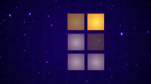 Retro two-person game background with moving glowing squares in centre. Neo.. Stock Illustration