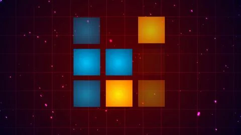 Retro two-person game background with moving glowing squares in centre. Neo.. イラスト素材