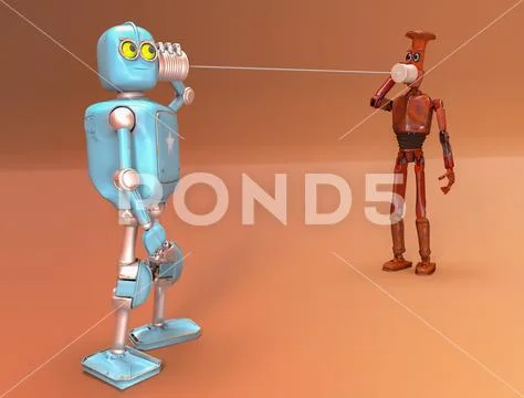 Two sales robots talking