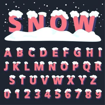 Retro type font with snow Stock Illustration
