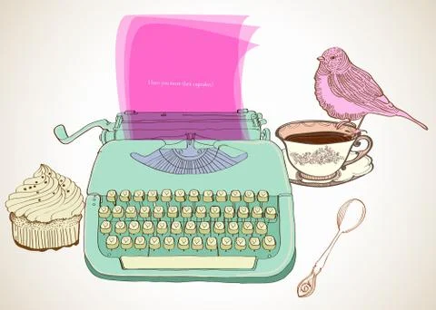 Retro typewriter background Stock Illustration
