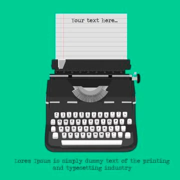 Retro typewriter with blank paper with copyspace for text Stock Illustration