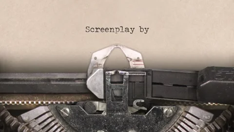 Retro typewriter. Paper. Close up. Writing text Screenplay by. Audio. 29,97 fps Stock Footage 168682454