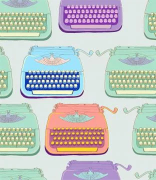Retro typewriter seamless background Stock Illustration