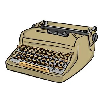 Retro typewriter vector illustration sketch doodle hand drawn with black line Stock Illustration