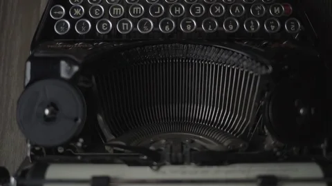 A retro typewriter in work closeup Stock Footage 72634135