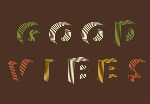 A retro typographic composition created using a striped geometric font. Stock Illustration