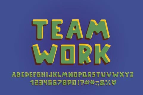 Retro typography Alphabet. Vector Letters, numbers and punctuation marks Stock Illustration