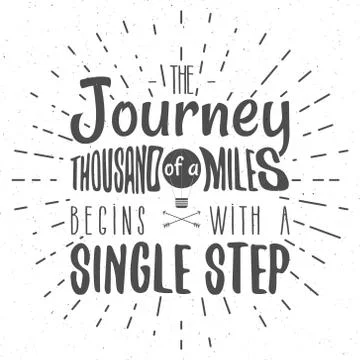 Retro typography Background with typographical quote - A Journey of a thousand Stock Illustration