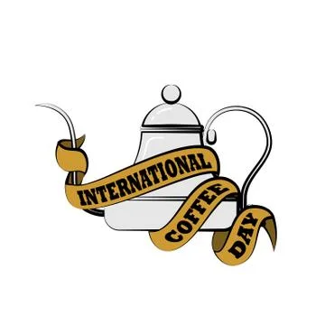 Retro Typography design with Coffee pot Stock Illustration