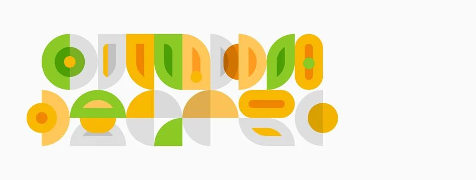 Retro typography design features overlapping geometric shapes, vibrant colors Stockillustratie