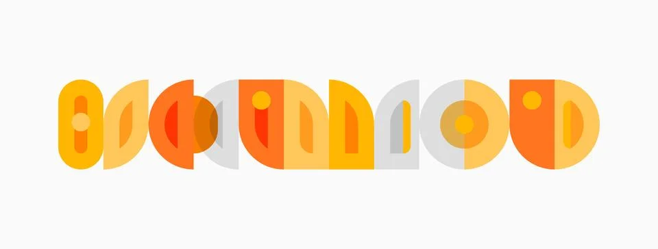 Retro typography design features repeating curved shapes, warm colors. Stock Illustration