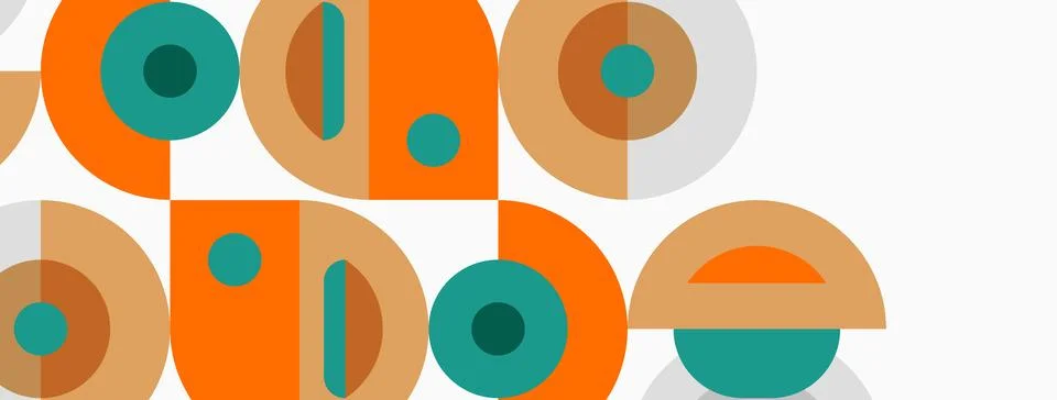 Retro typography features orange, teal circles forming word adobe. Minimalist イラスト素材