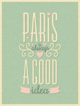 Retro typography paris poster Stock Illustration
