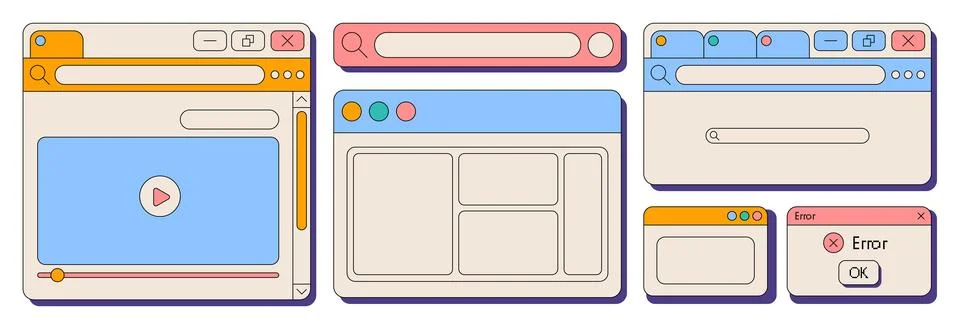 Retro UI interface collection Stock Illustration