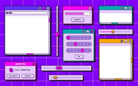 Retro ui interface elements set Stock Illustration