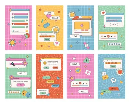 Retro UI post template. Stock Illustration