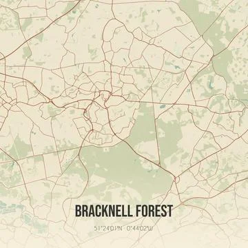 Retro UK map of Bracknell Forest. Vintage street map. Stock Illustration
