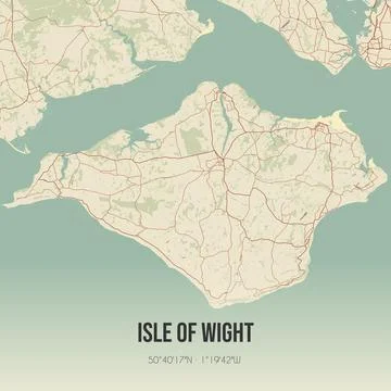 Retro UK map of Isle of Wight. Vintage street map. Stock Illustration