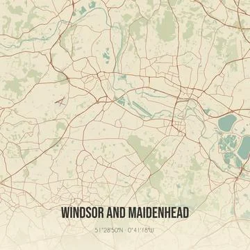 Retro UK map of Windsor and Maidenhead. Vintage street map. Stock Illustration