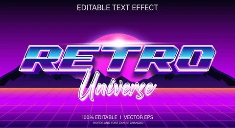 Retro universe 3d vector text effect with modern style design Stock Illustration