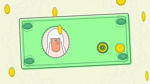 Retro UPA Style 2D Animation Of Money Circulation And Life Stock Footage 340941890