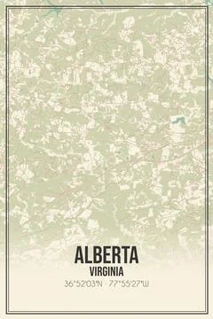 Retro US city map of Alberta, Virginia. Vintage street map. Stock Photos