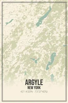 Retro US city map of Argyle, New York. Vintage street map. Stock Illustration