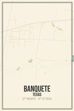 Retro US city map of Banquete, Texas. Vintage street map. Stock Photos