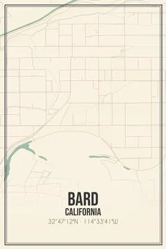 Retro US city map of Bard, California. Vintage street map. Stock Illustration