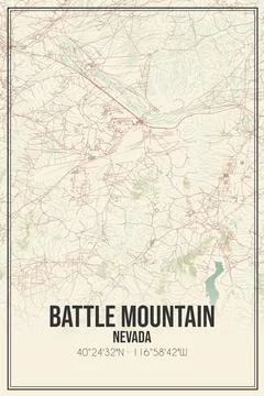 Retro US city map of Battle Mountain, Nevada. Vintage street map. Stock Illustration