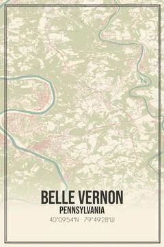 Retro US city map of Belle Vernon, Pennsylvania. Vintage street map. Stock Illustration
