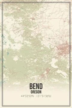 Retro US city map of Bend, Oregon. Vintage street map. Stock Illustration