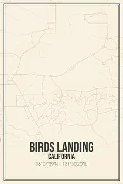 Retro US city map of Birds Landing, California. Vintage street map. Stock Illustration