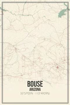 Retro US city map of Bouse, Arizona. Vintage street map. Stock Illustration