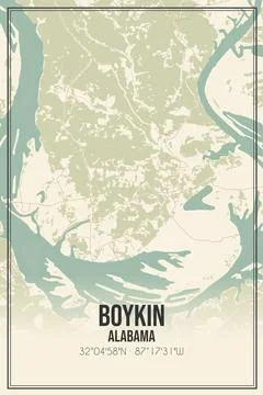 Retro US city map of Boykin, Alabama. Vintage street map. Stock Illustration