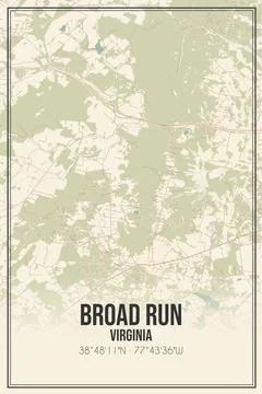 Retro US city map of Broad Run, Virginia. Vintage street map. Stock Illustration
