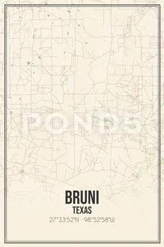 Retro US city map of Bruni, Texas. Vintage street map. Stock Photos