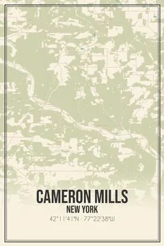 Retro US city map of Cameron Mills, New York. Vintage street map. Stock Illustration