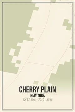 Retro US city map of Cherry Plain, New York. Vintage street map. Ilustração Stock