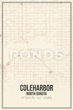 Retro US city map of Coleharbor, North Dakota. Vintage street map ...