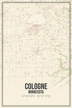 Retro US city map of Cologne, Minnesota. Vintage street map. Stock Illustration