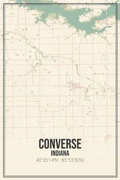 Retro US city map of Converse, Indiana. Vintage street map. Stock Illustration
