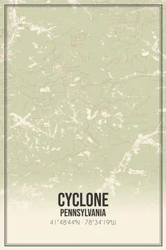 Retro US city map of Cyclone, Pennsylvania. Vintage street map. Stock Illustration