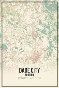 Retro US city map of Dade City, Florida. Vintage street map. 스톡 일러스트