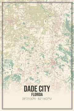 Retro US city map of Dade City, Florida. Vintage street map. 스톡 일러스트