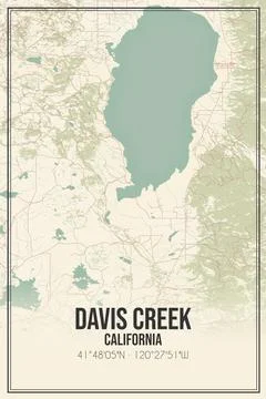 Retro US city map of Davis Creek, California. Vintage street map. 스톡 일러스트