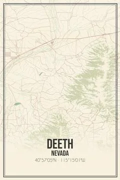 Retro US city map of Deeth, Nevada. Vintage street map. Stock Illustration