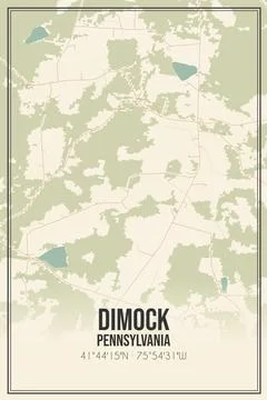 Retro US city map of Dimock, Pennsylvania. Vintage street map. Stock Illustration